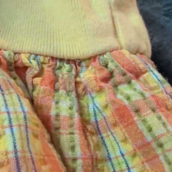 Y2k 90s Circo Yellow Orange Plaid Seersucker Daisy Flower Sundress Infant Girl - Picture 5 of 6